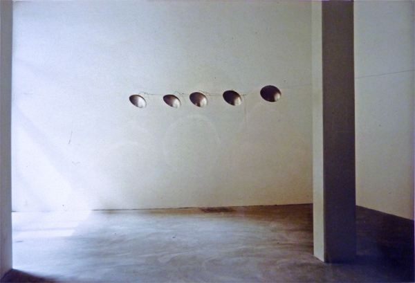 Solo exhibition&amp;nbsp;Galerie&amp;nbsp;Hooghuis Arnhem, 1988.&amp;nbsp;Steel bowls, diameter 36 cm, silver inlay. 1 of 4 series of 5 bowls.